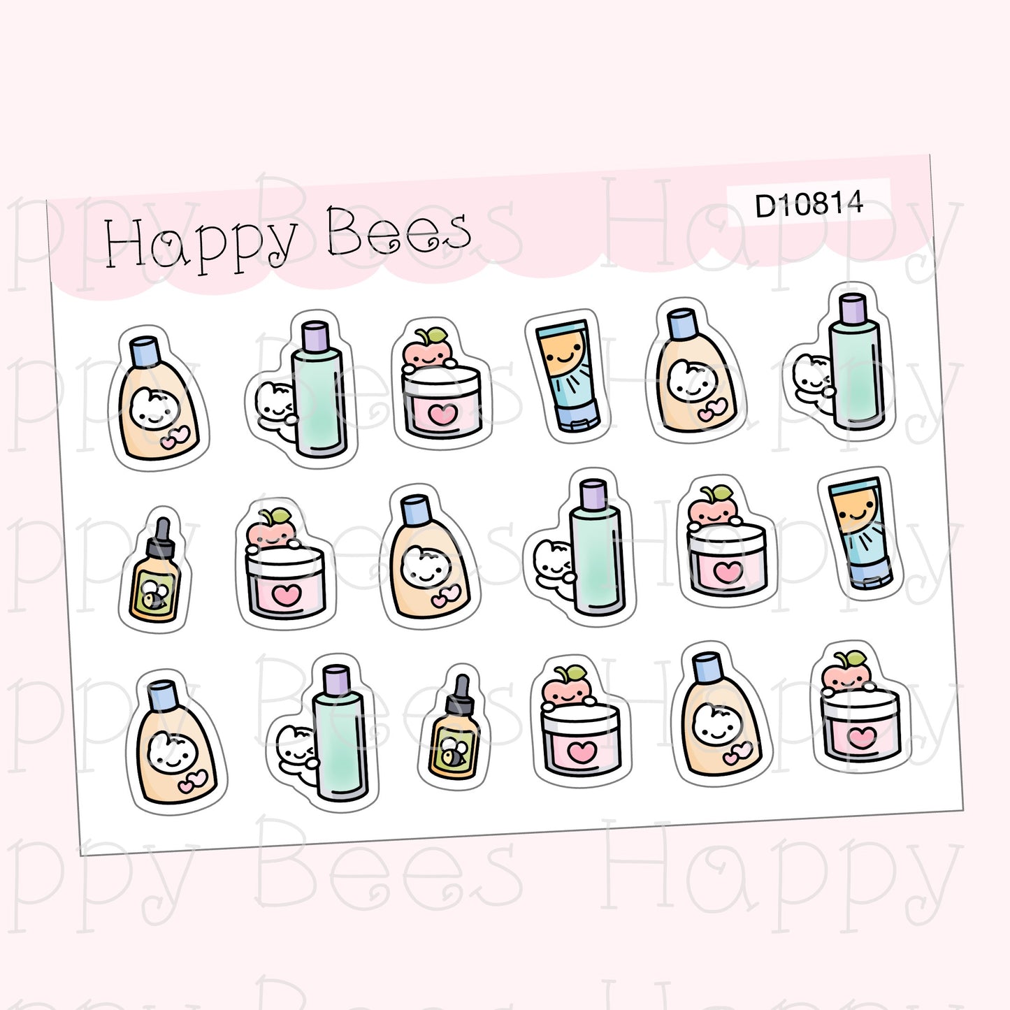 Skincare Doodles - Cute Self Care Planner Stickers D10814