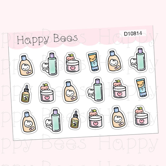 Skincare Doodles - Cute Self Care Planner Stickers D10814