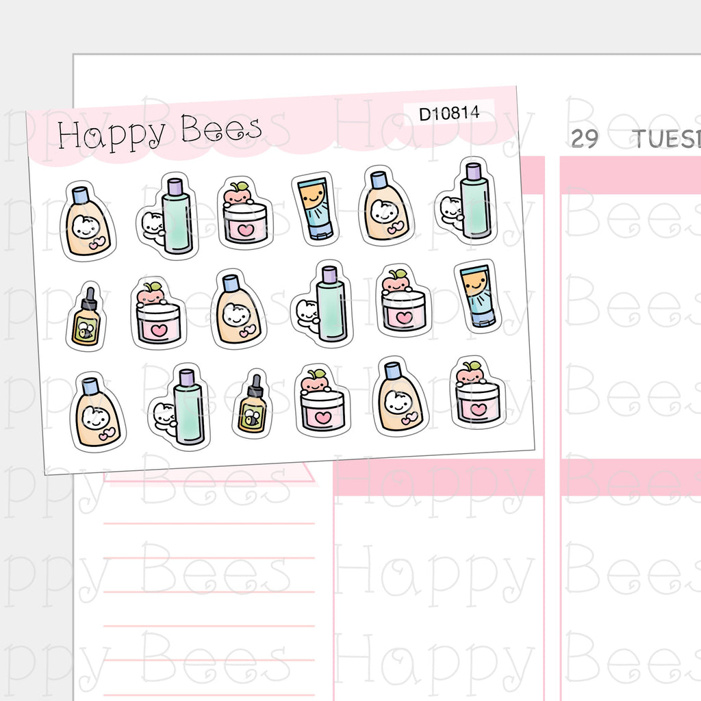 Skincare Doodles - Cute Self Care Planner Stickers D10814