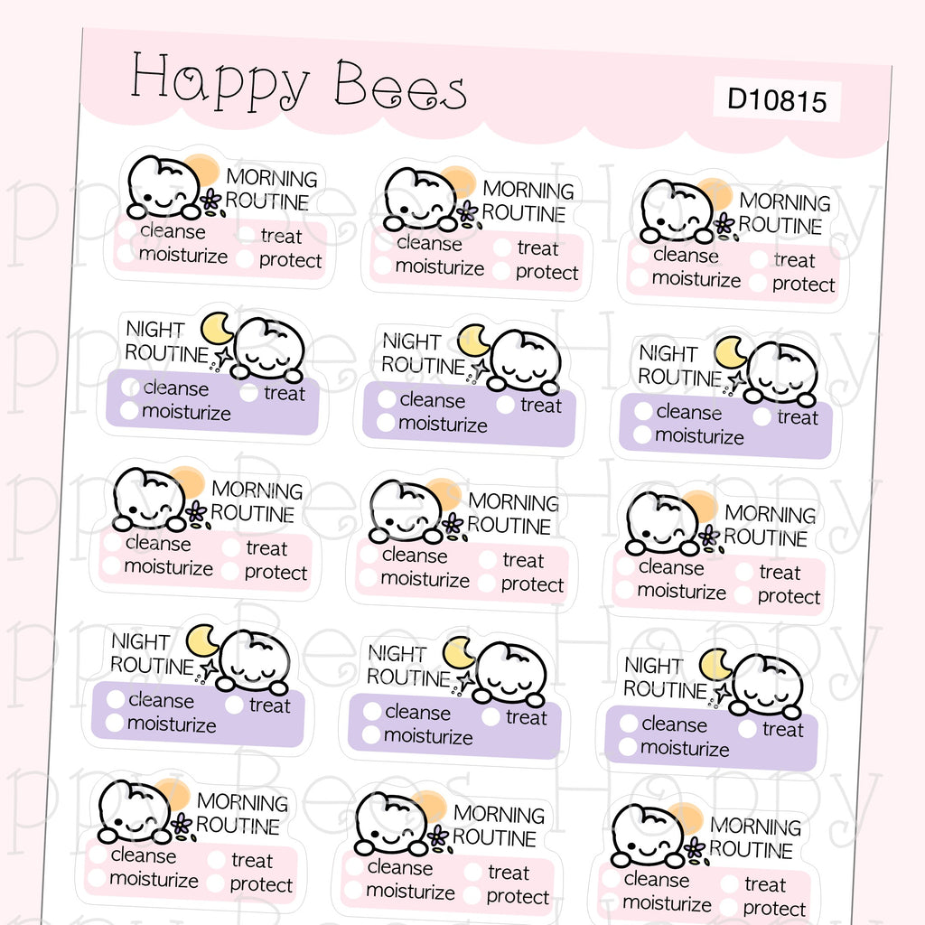 Skincare Routine - Cute Self Care Doodles Planner Stickers D10815