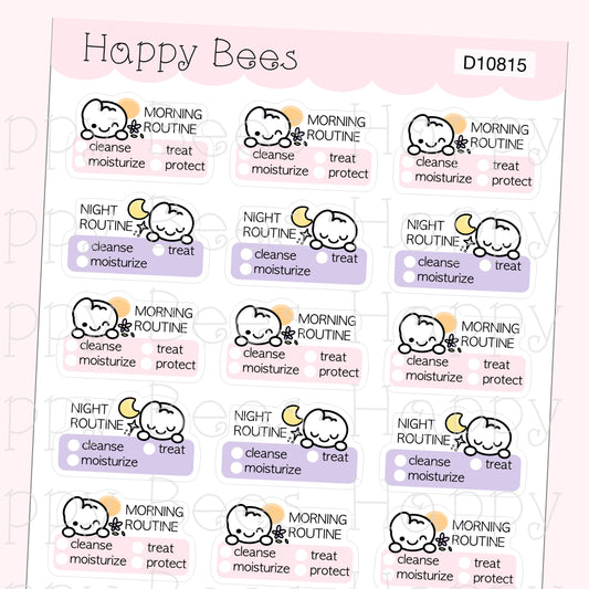 Skincare Routine - Cute Self Care Doodles Planner Stickers D10815