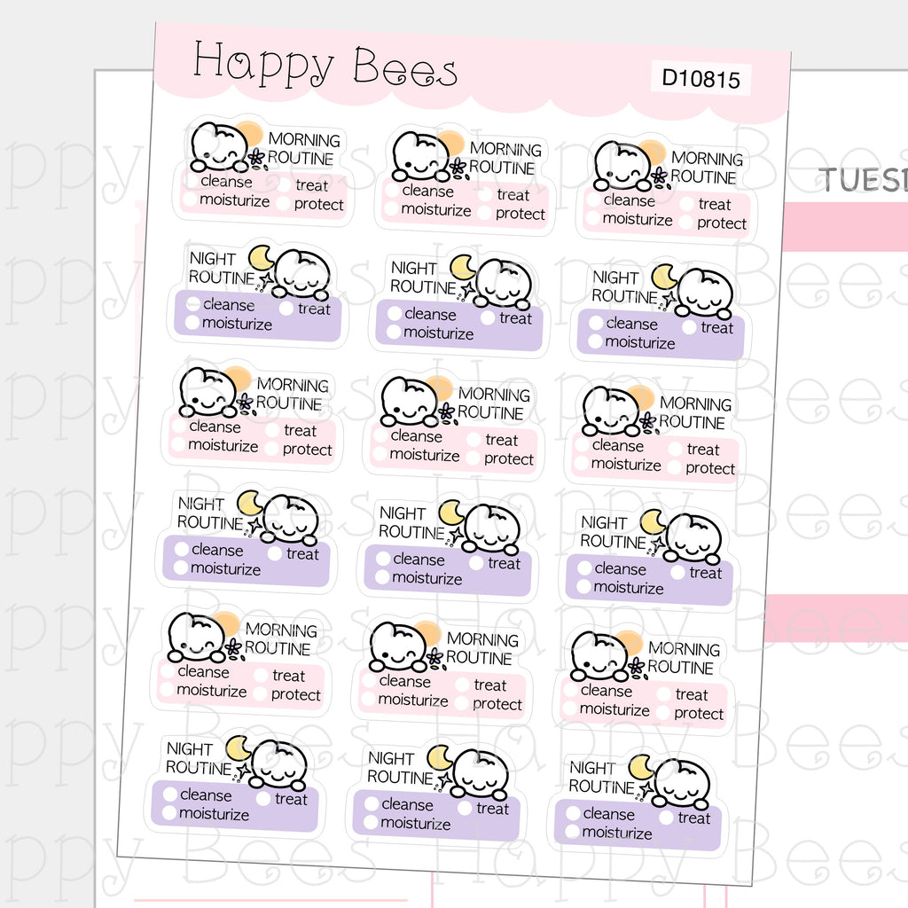 Skincare Routine - Cute Self Care Doodles Planner Stickers D10815