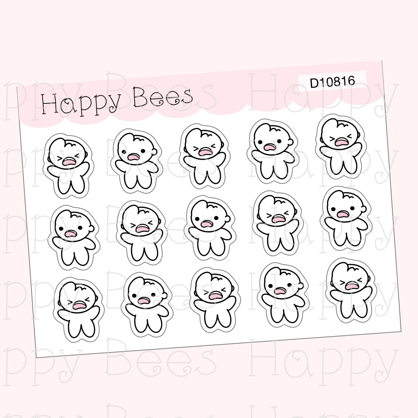 Freaking Out Doodles - Cute Emotion Self Care Planner Stickers D10816