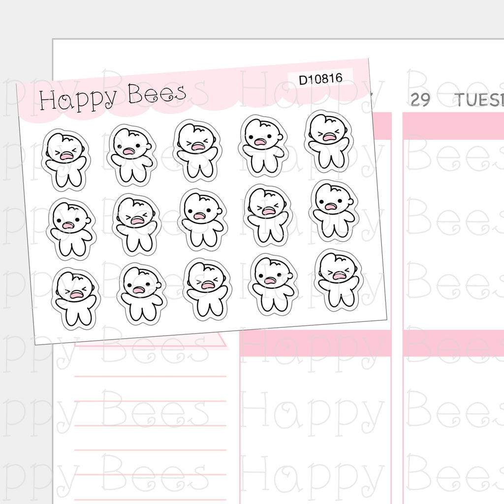 Freaking Out Doodles - Cute Emotion Self Care Planner Stickers D10816