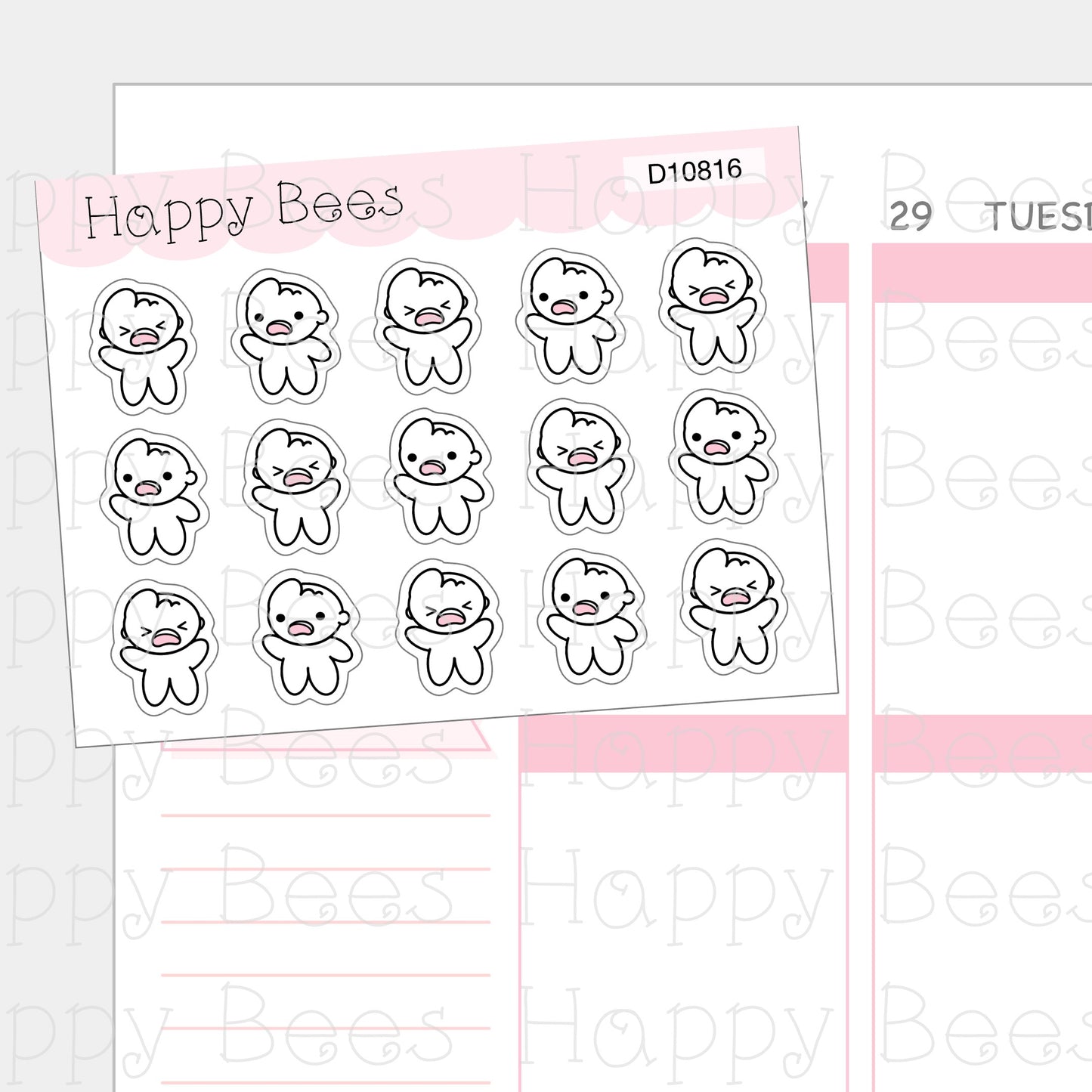 Freaking Out Doodles - Cute Emotion Self Care Planner Stickers D10816