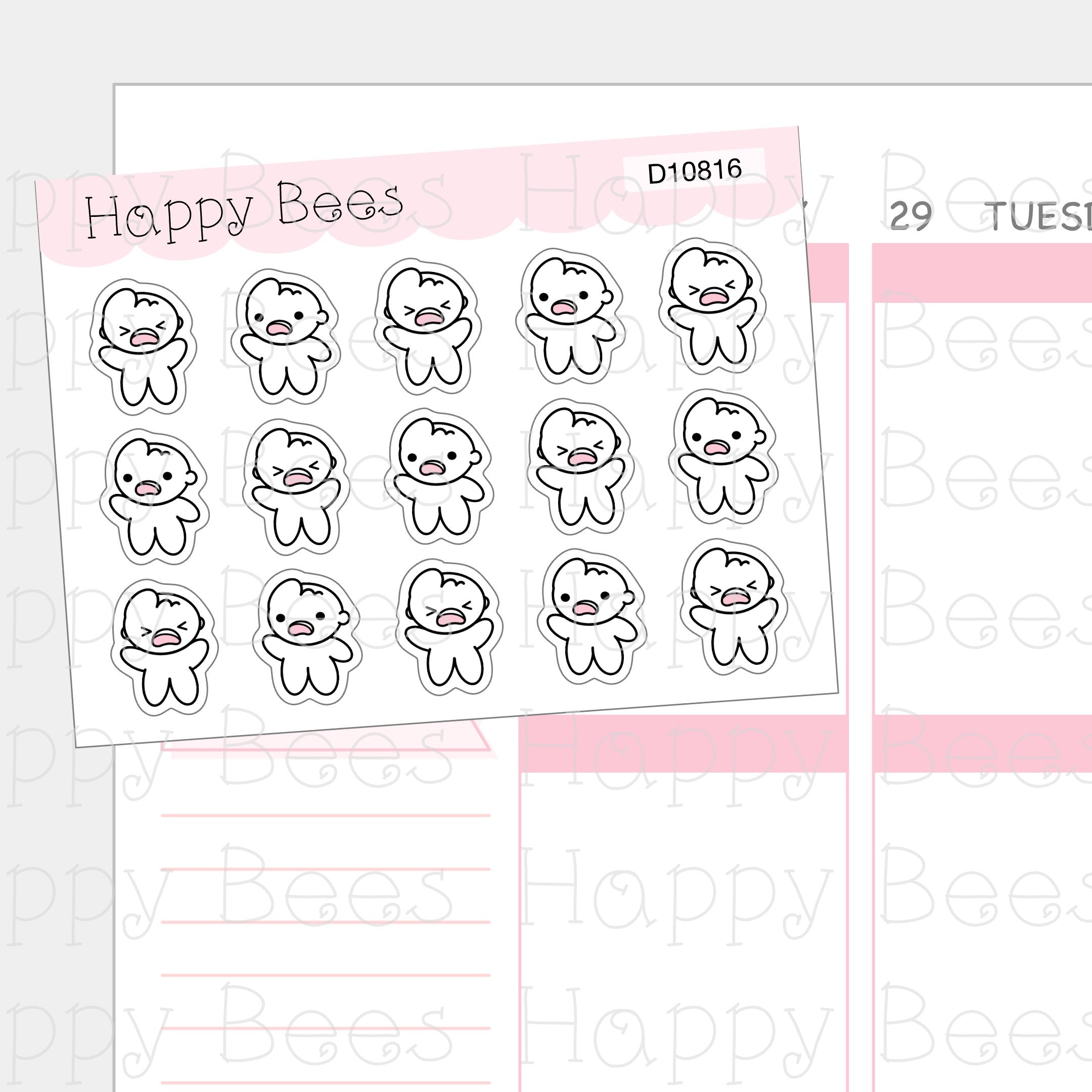 Freaking Out Doodles - Cute Emotion Self Care Planner Stickers D10816