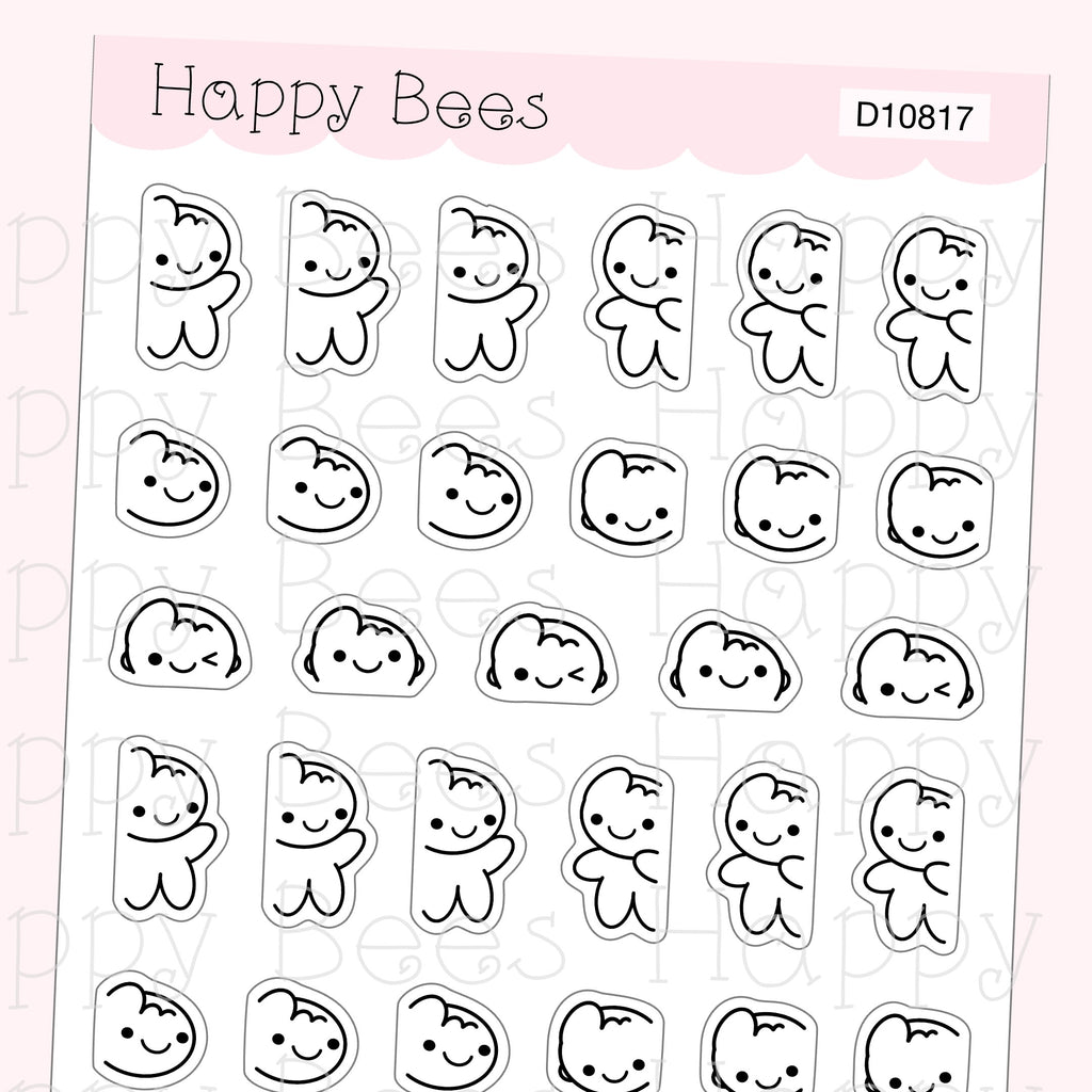 Peeking Doodles - Cute Emotions Doodles Planner Stickers D10817