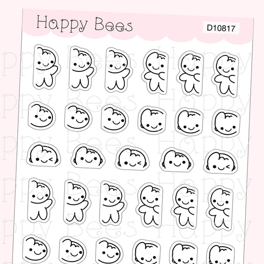 Peeking Doodles - Cute Emotions Doodles Planner Stickers D10817