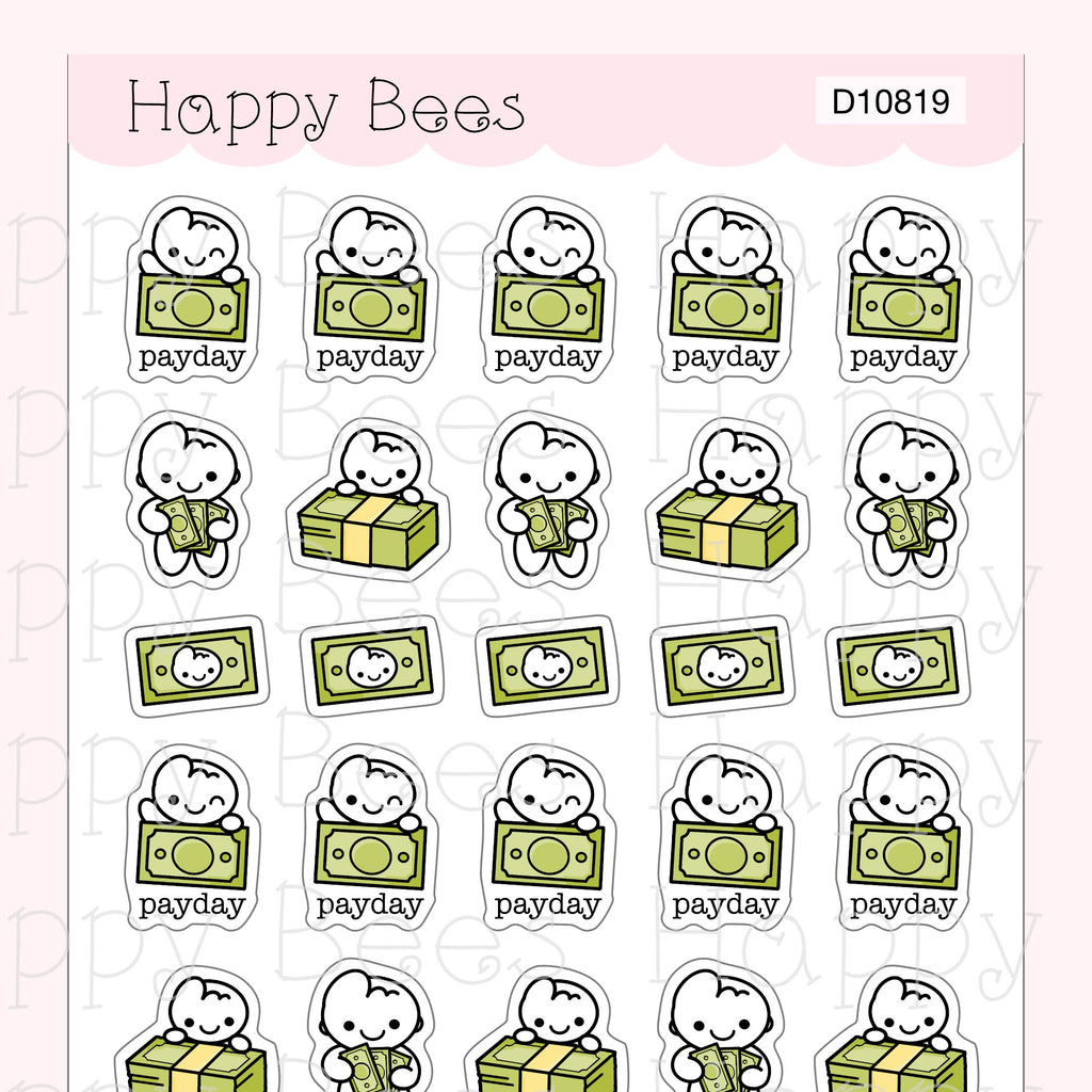 Payday Doodles - Cute Finance Income Doodles Planner Stickers D10819