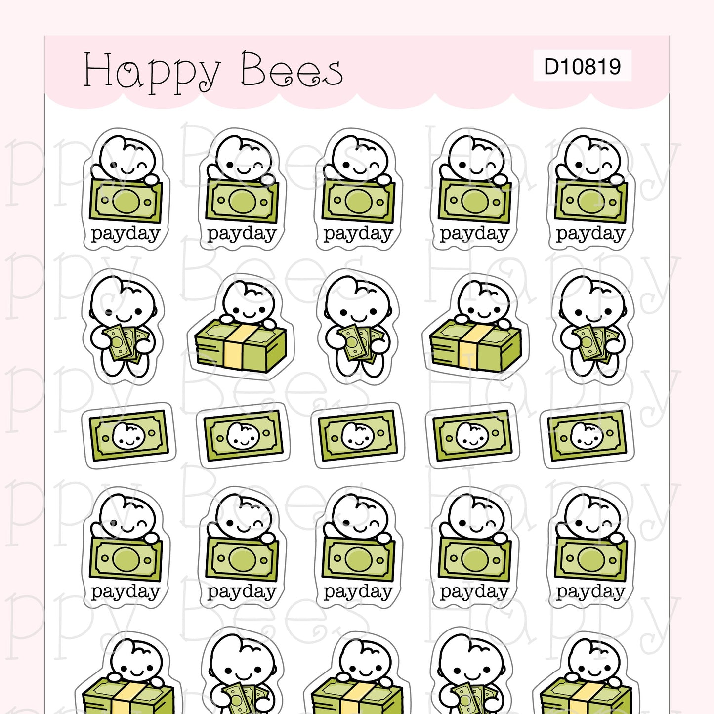 Payday Doodles - Cute Finance Income Doodles Planner Stickers D10819