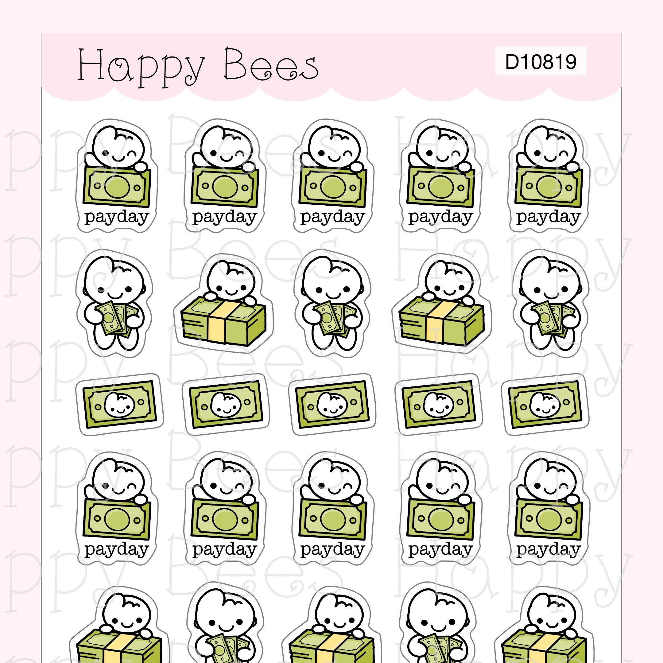 Payday Doodles - Cute Finance Income Doodles Planner Stickers D10819