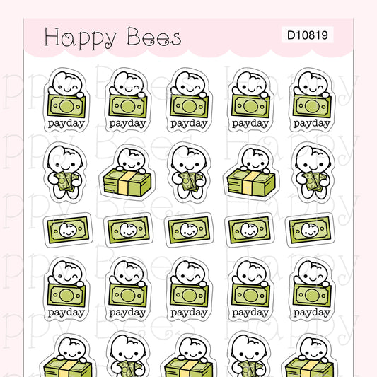 Payday Doodles - Cute Finance Income Doodles Planner Stickers D10819
