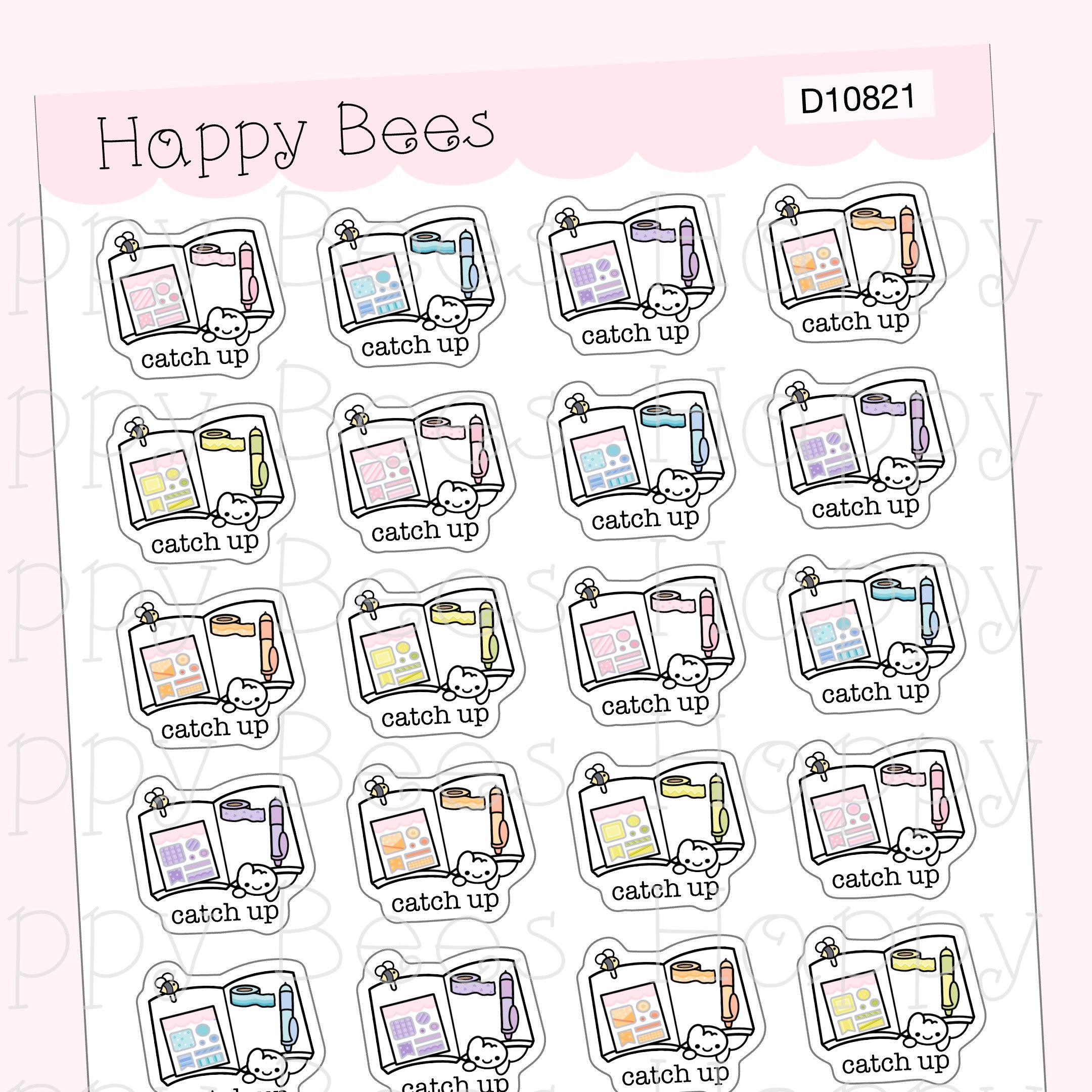 Planner Catch Up Doodles - Cute Planning Journal Planner Stickers D10821