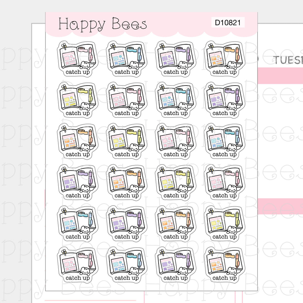 Planner Catch Up Doodles - Cute Planning Journal Planner Stickers D10821