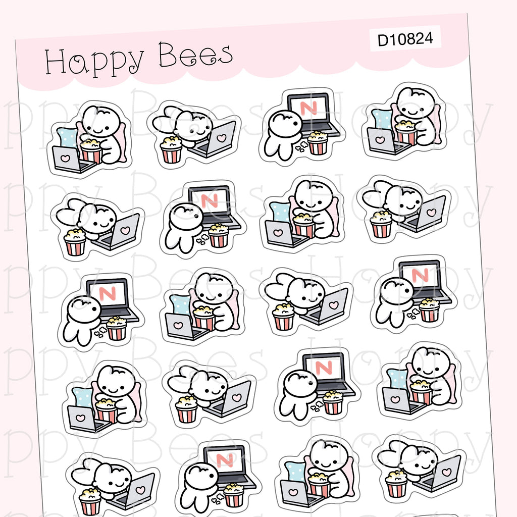 Binge Watch Doodles - Cute Tv Program Television Planner Stickers D10824