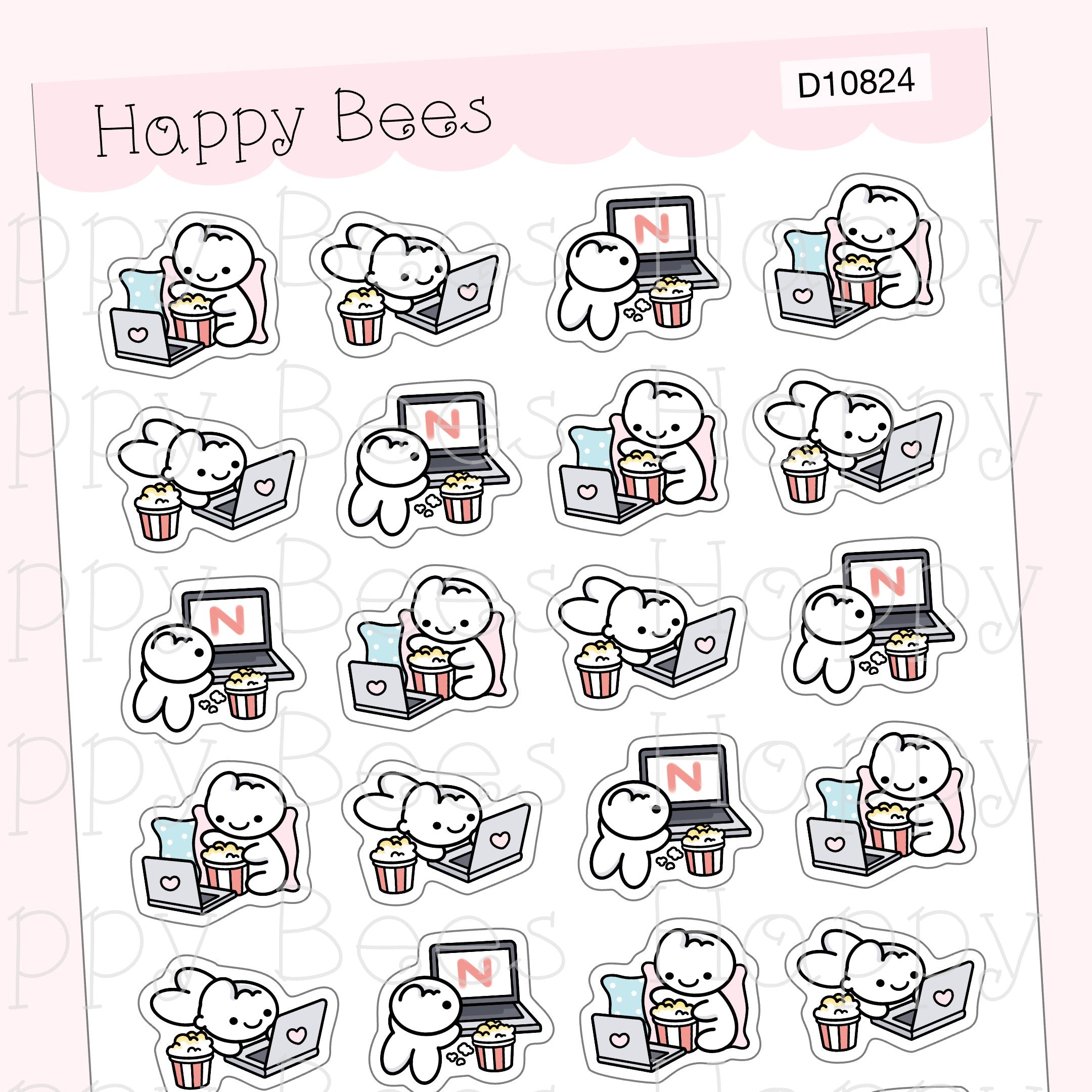 Binge Watch Doodles - Cute Tv Program Television Planner Stickers D10824