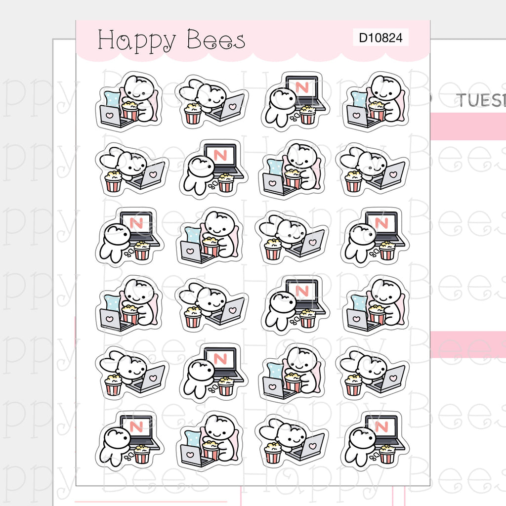 Binge Watch Doodles - Cute Tv Program Television Planner Stickers D10824