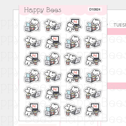 Binge Watch Doodles - Cute Tv Program Television Planner Stickers D10824