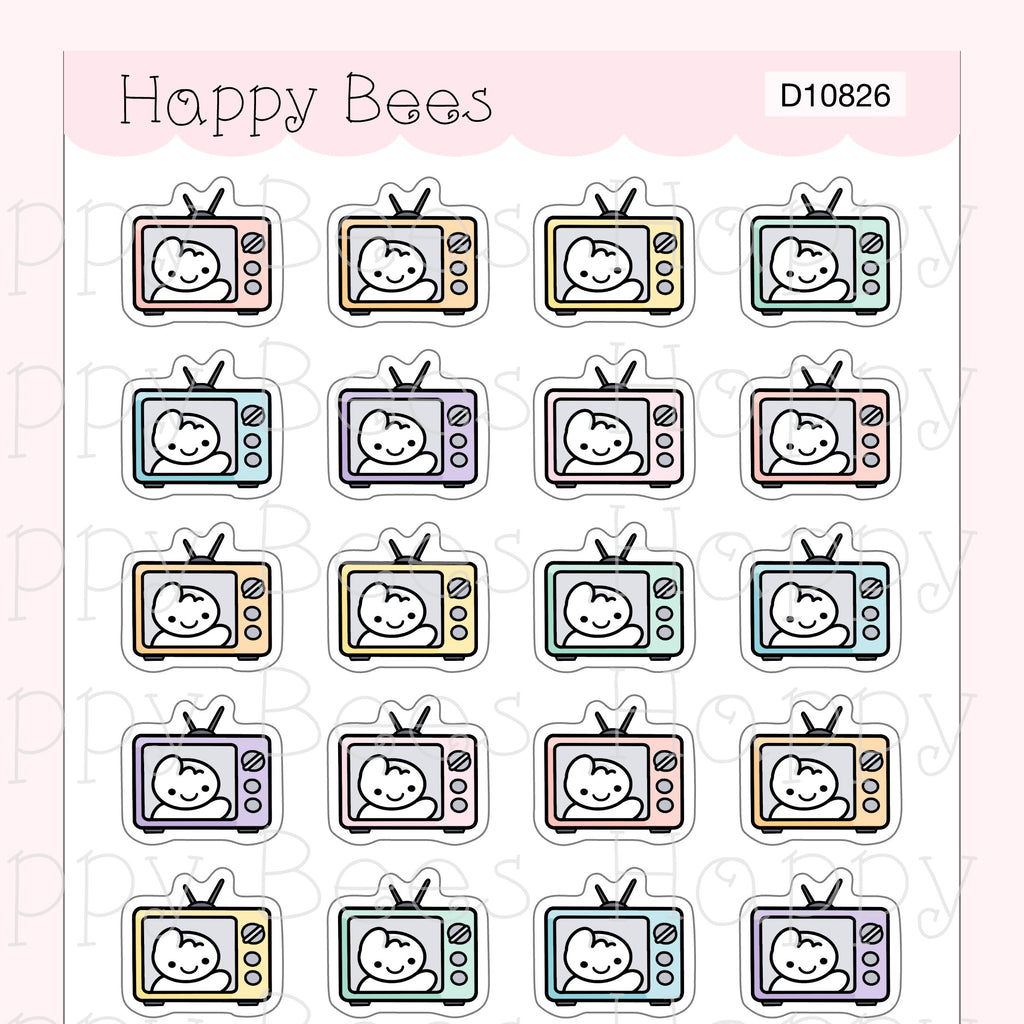 TV Doodles - Cute Television Binge Watch Planner Stickers D10826
