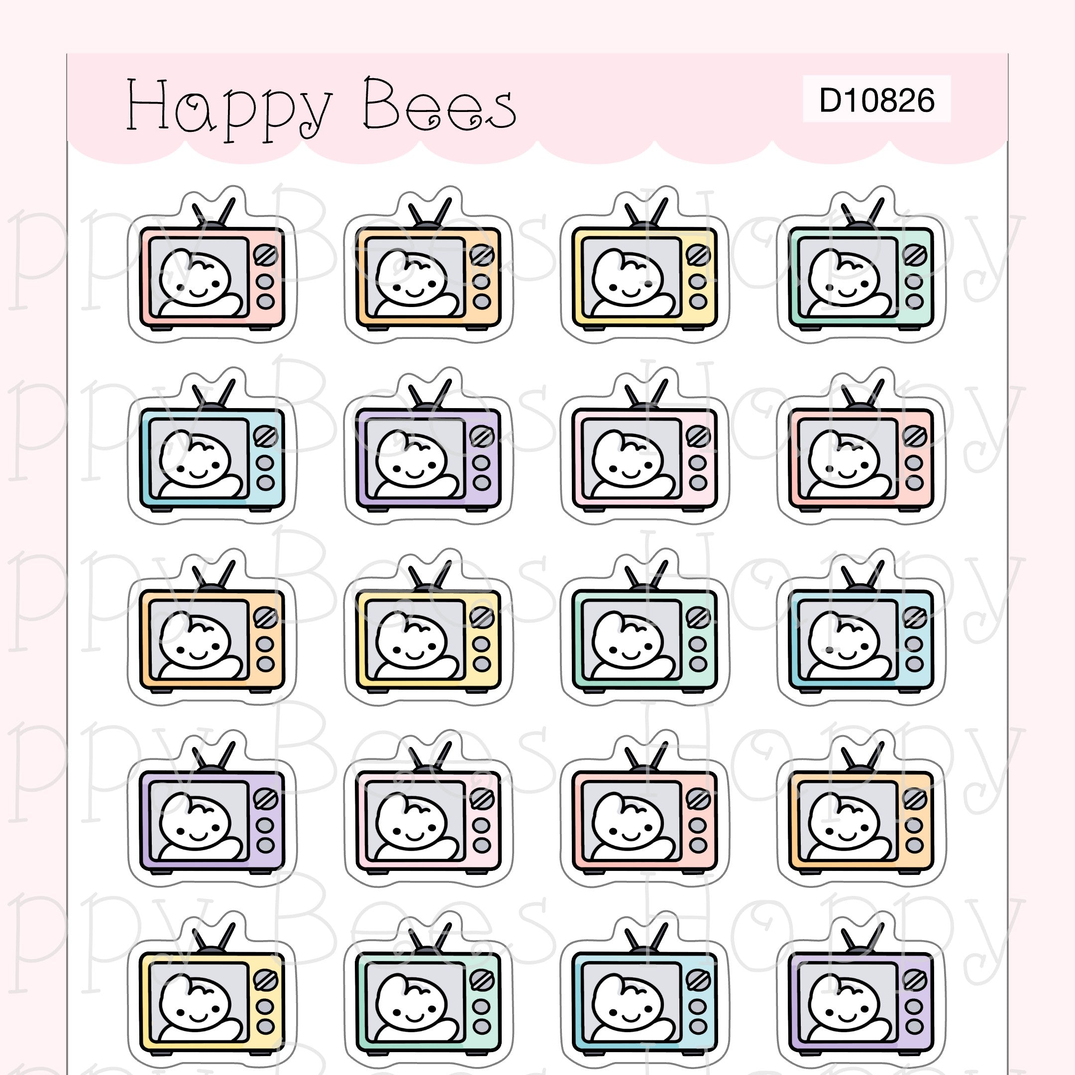 TV Doodles - Cute Television Binge Watch Planner Stickers D10826