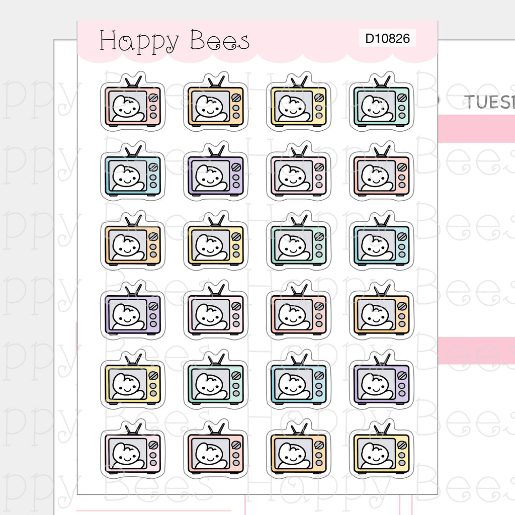 TV Doodles - Cute Television Binge Watch Planner Stickers D10826