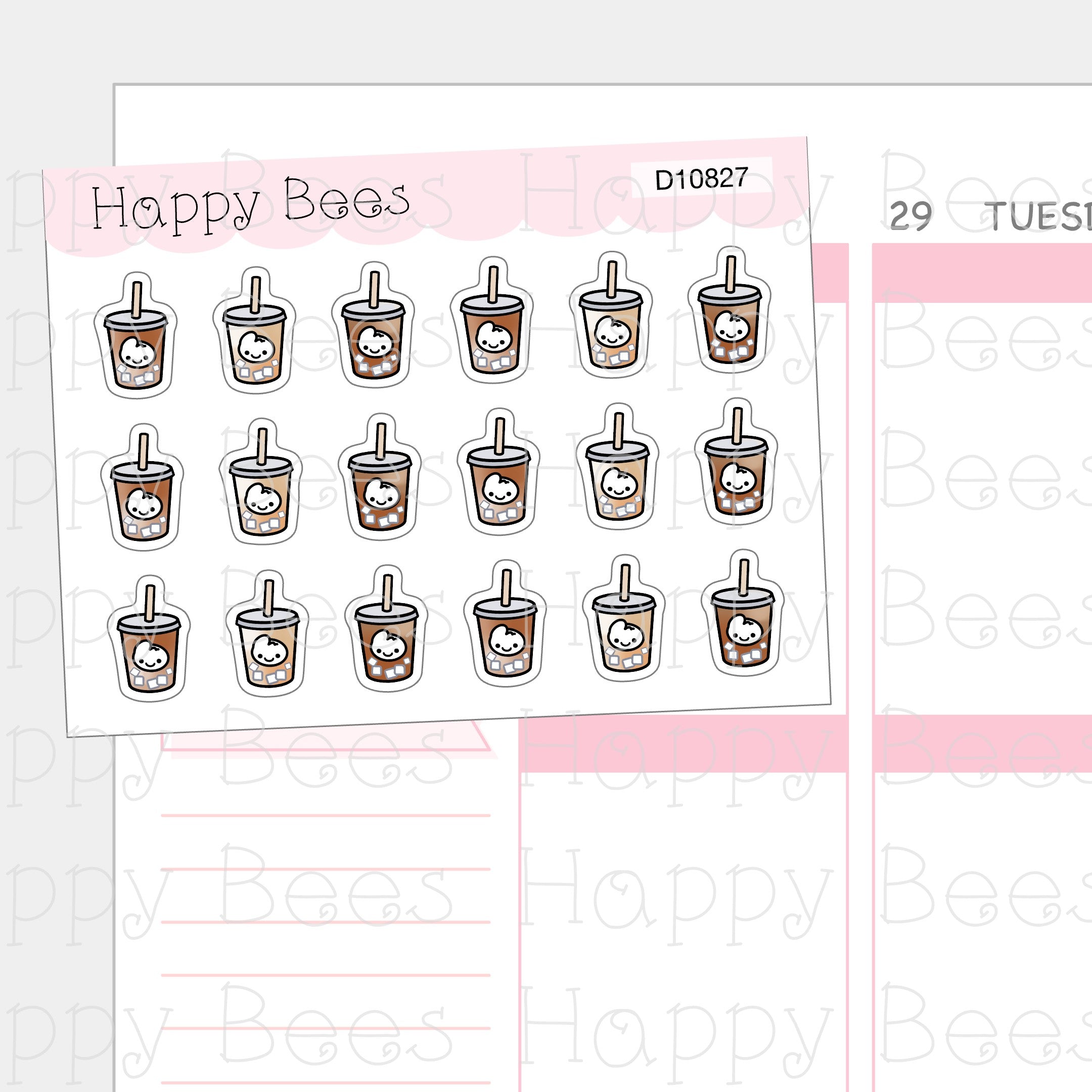 Iced Coffee - Cute Cafe Summer Drinks Planner Stickers D10827