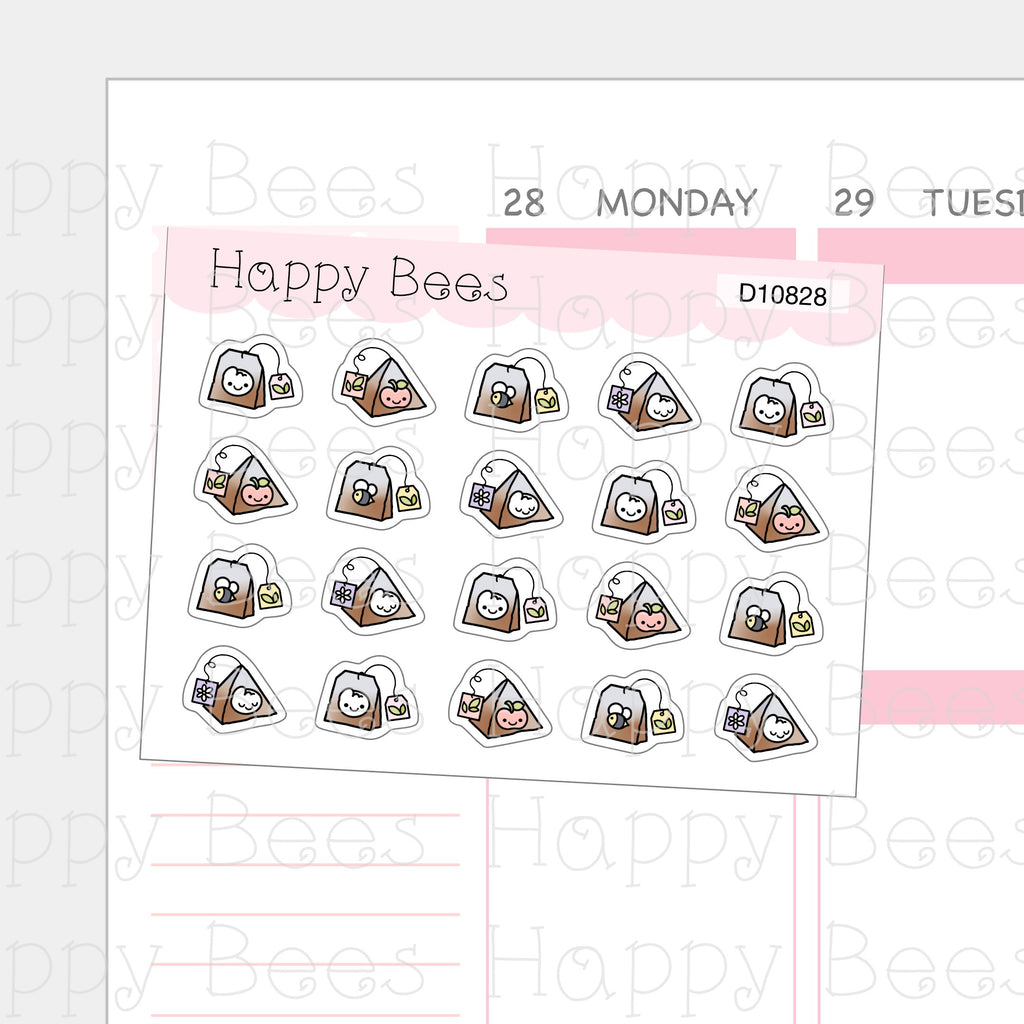 Tea Bags - Cute Cafe Afternoon Tea Drinks Planner Stickers D10828