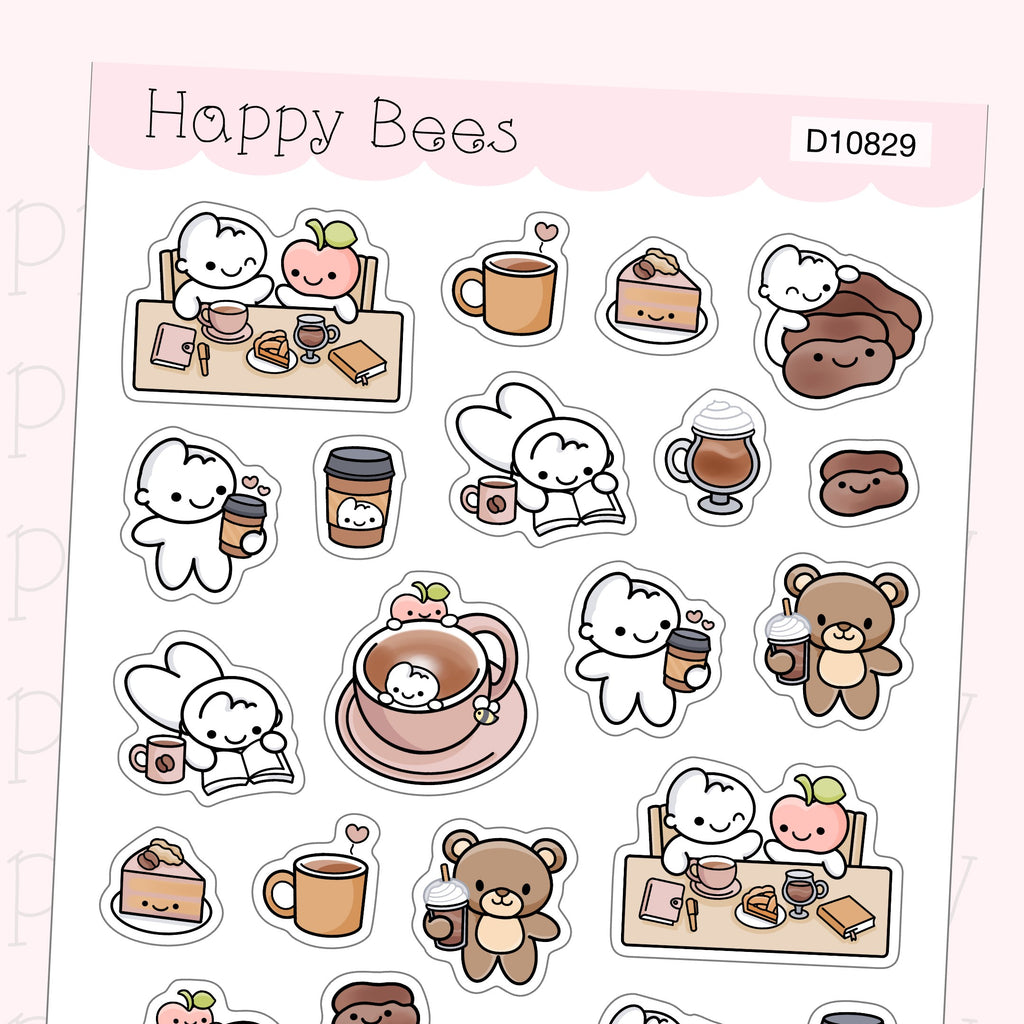Coffee Lovers Deco Sheet - Cute Doodles Journal Planner Stickers D10829