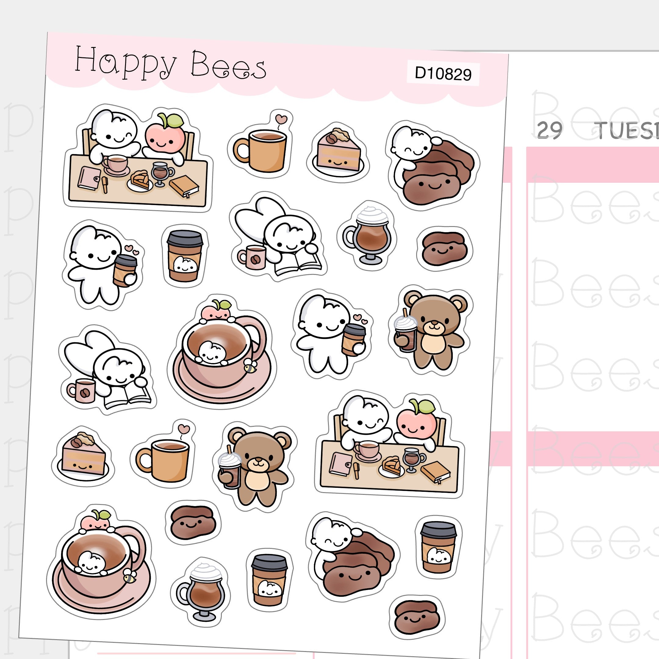 Coffee Lovers Deco Sheet - Cute Doodles Journal Planner Stickers D10829