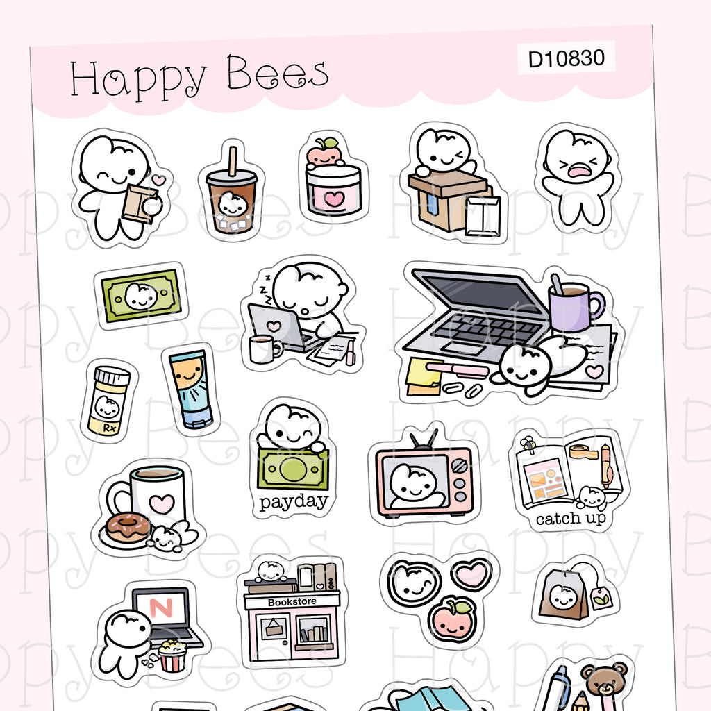 4 Year Anniversary Sampler - Cute Doodles Journal Planner Stickers D10830
