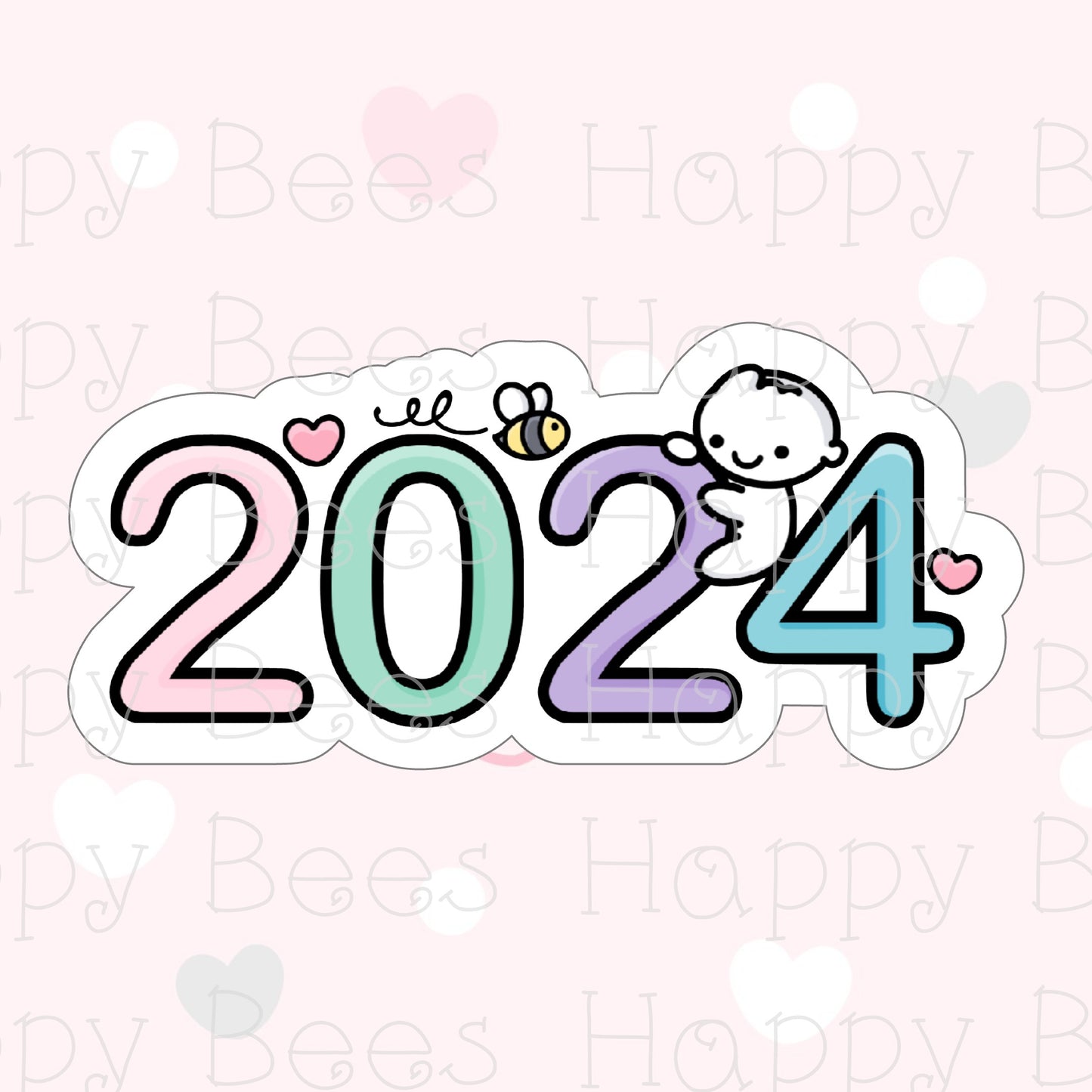 2024 New Year Die Cut Doodles - Cute Bullet Journal Planner Stickers DC10025