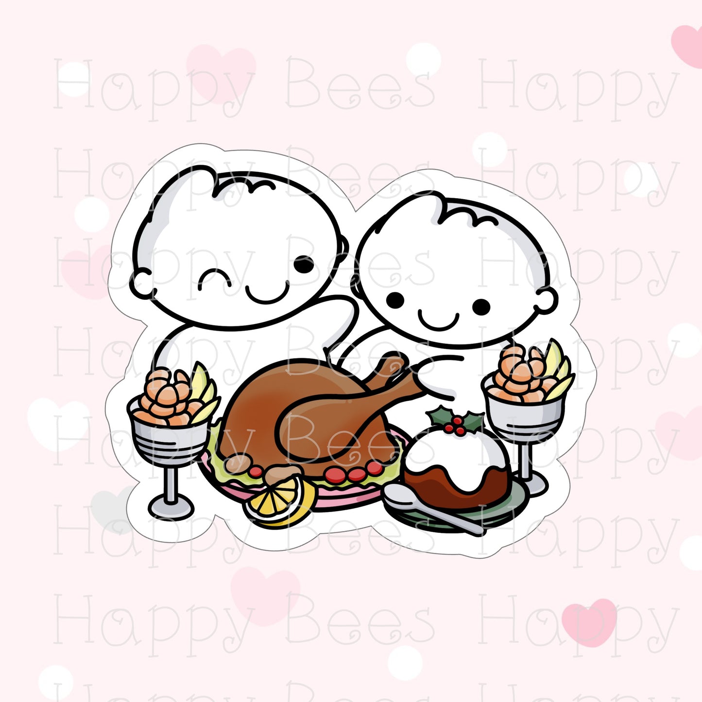 Christmas Dinner Holographic Die Cut - Cute Doodles Bullet Journal Planner Stickers DC10029