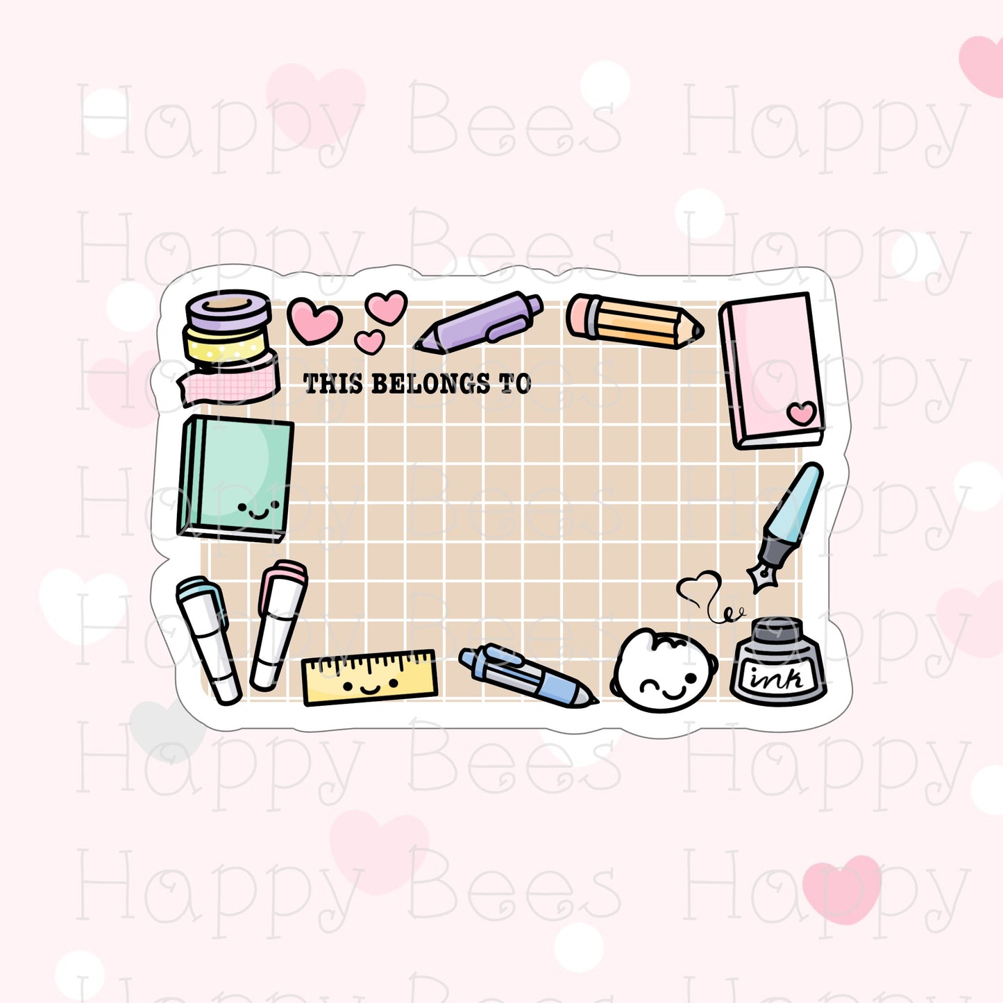 Coffee / Planning Blank Name Label Die Cut - Cute Doodles Bullet Journal Planner Stickers DC10035