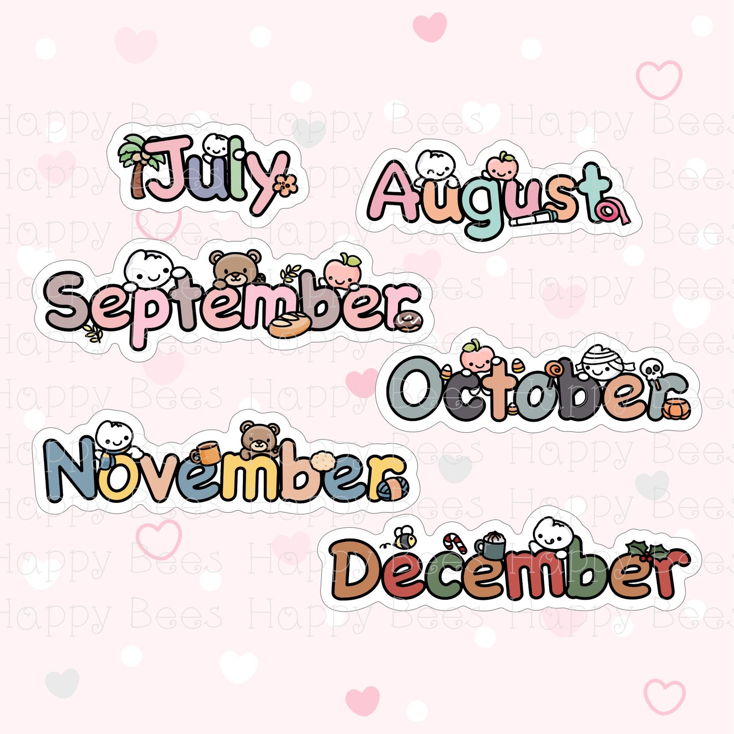 Months Die Cut Doodles Vol. 2 - Cute Bullet Journal Planner Stickers DC10041