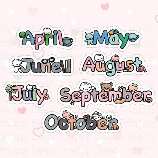 Months Die Cut Doodles Vol. 2 - Cute Bullet Journal Planner Stickers DC10041