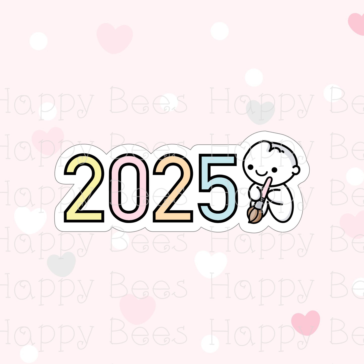 2025 New Year Die Cut Doodles - Cute Bullet Journal Planner Stickers DC10048