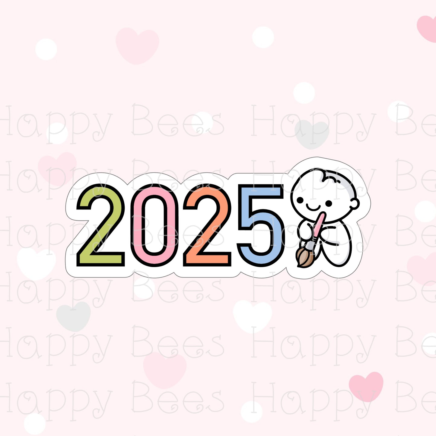 2025 New Year Die Cut Doodles - Cute Bullet Journal Planner Stickers DC10048