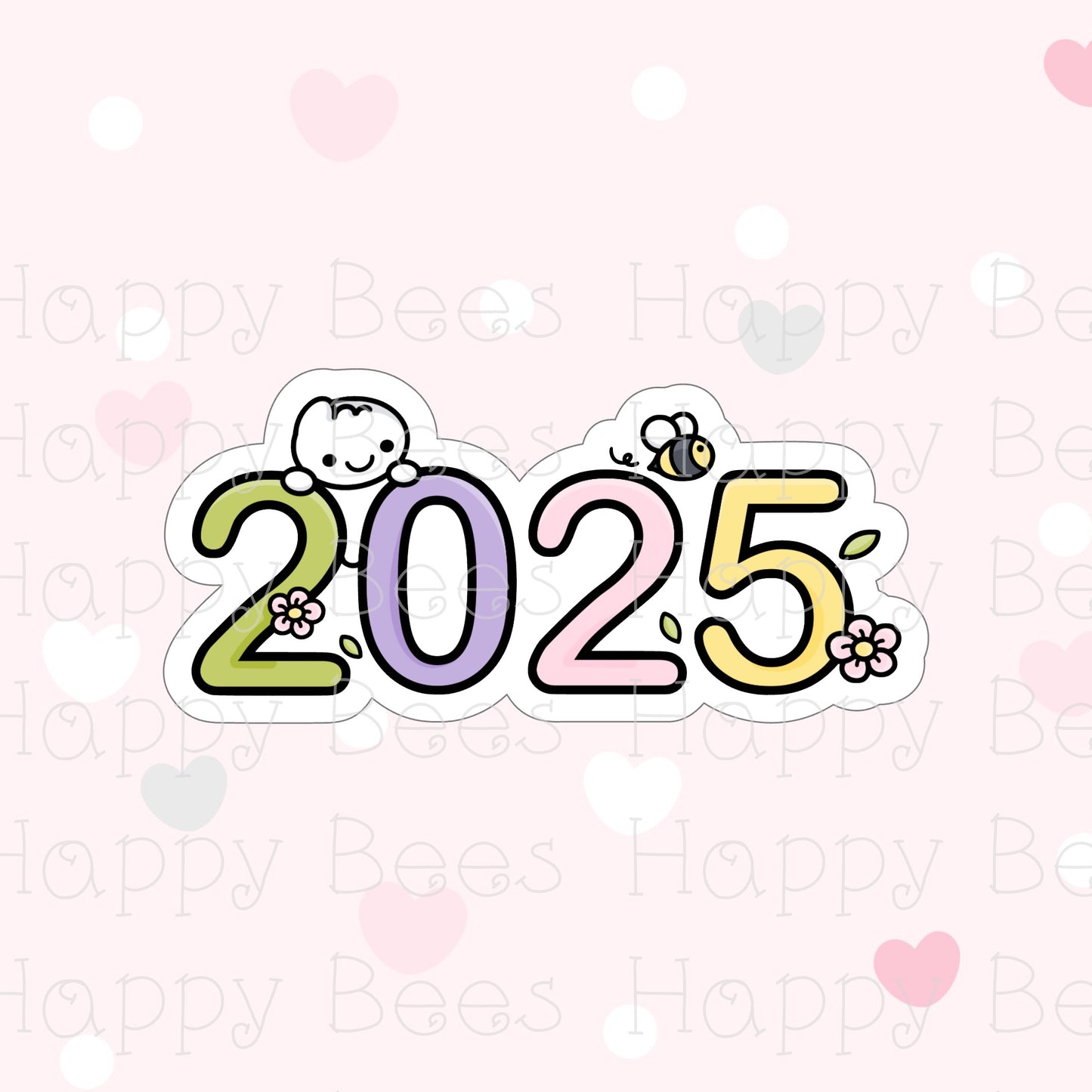 2025 New Year Die Cut Doodles - Cute Bullet Journal Planner Stickers DC10048