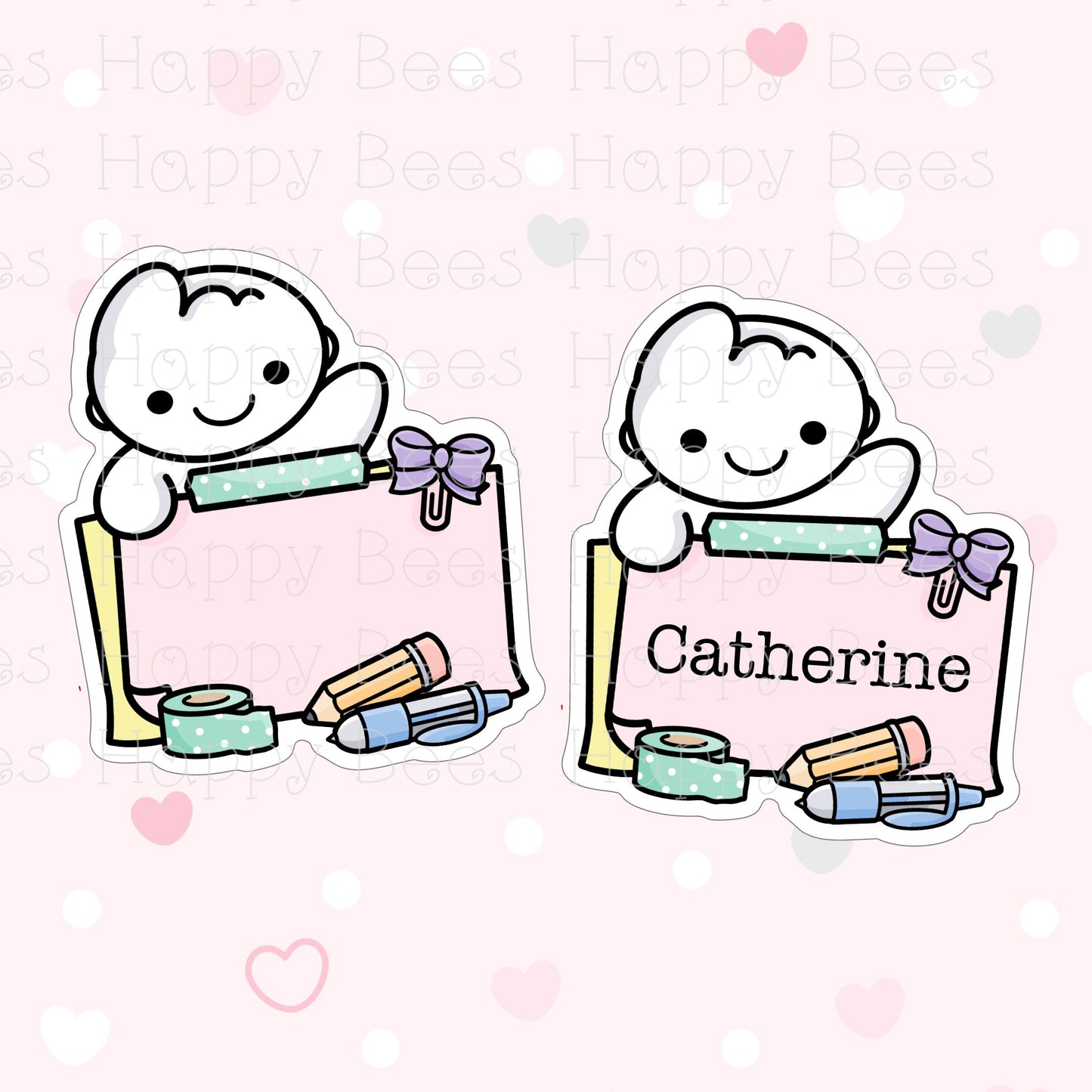 Stationery Custom Name / Blank Label Die Cut Doodles - Cute Bullet Journal Planner Stickers DC10051