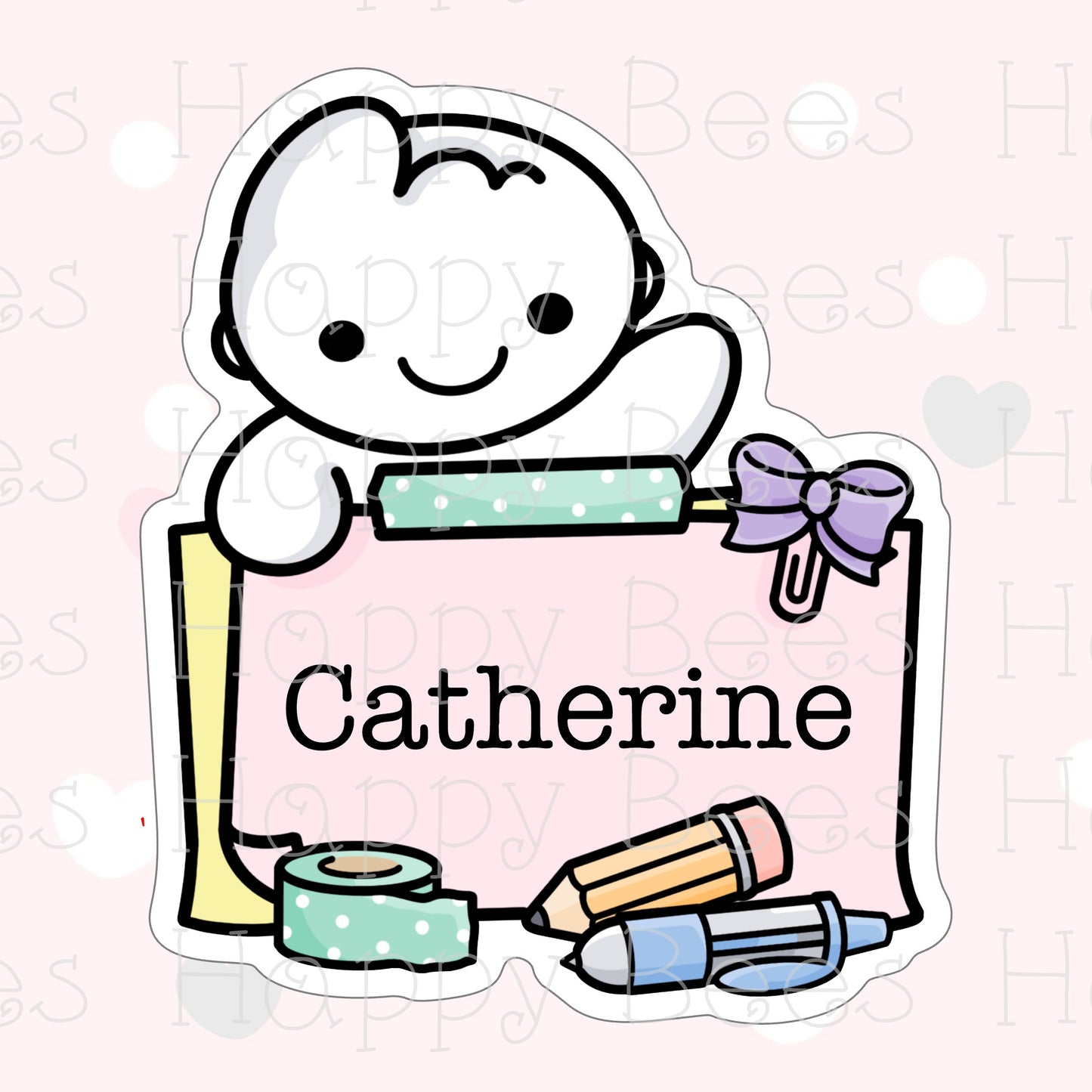 Stationery Custom Name / Blank Label Die Cut Doodles - Cute Bullet Journal Planner Stickers DC10051