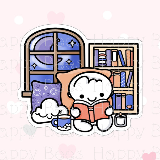 Night Reading Die Cut Doodles - Cute Bullet Journal Planner Stickers DC10055