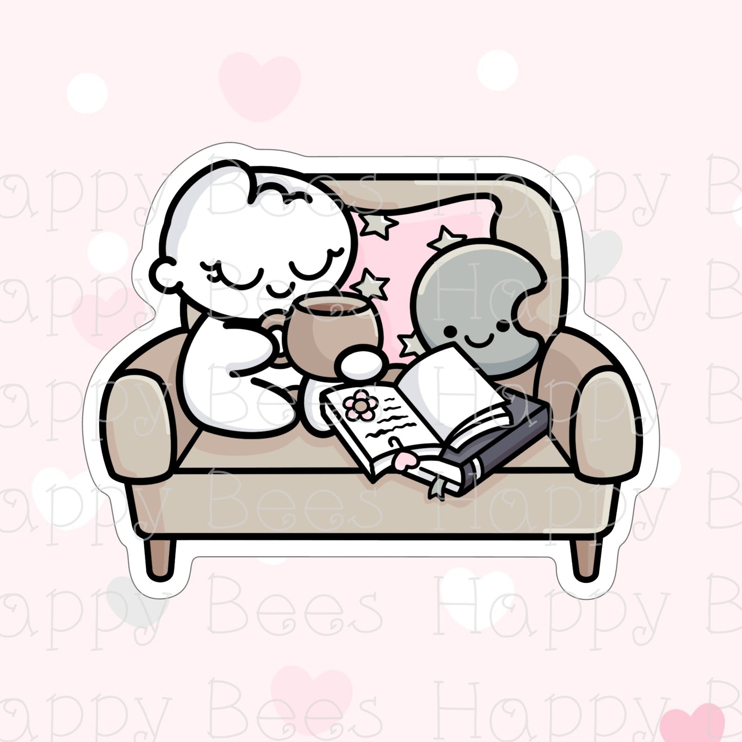 Midnight Reading Die Cut Doodles - Cute Bullet Journal Planner Stickers DC10059