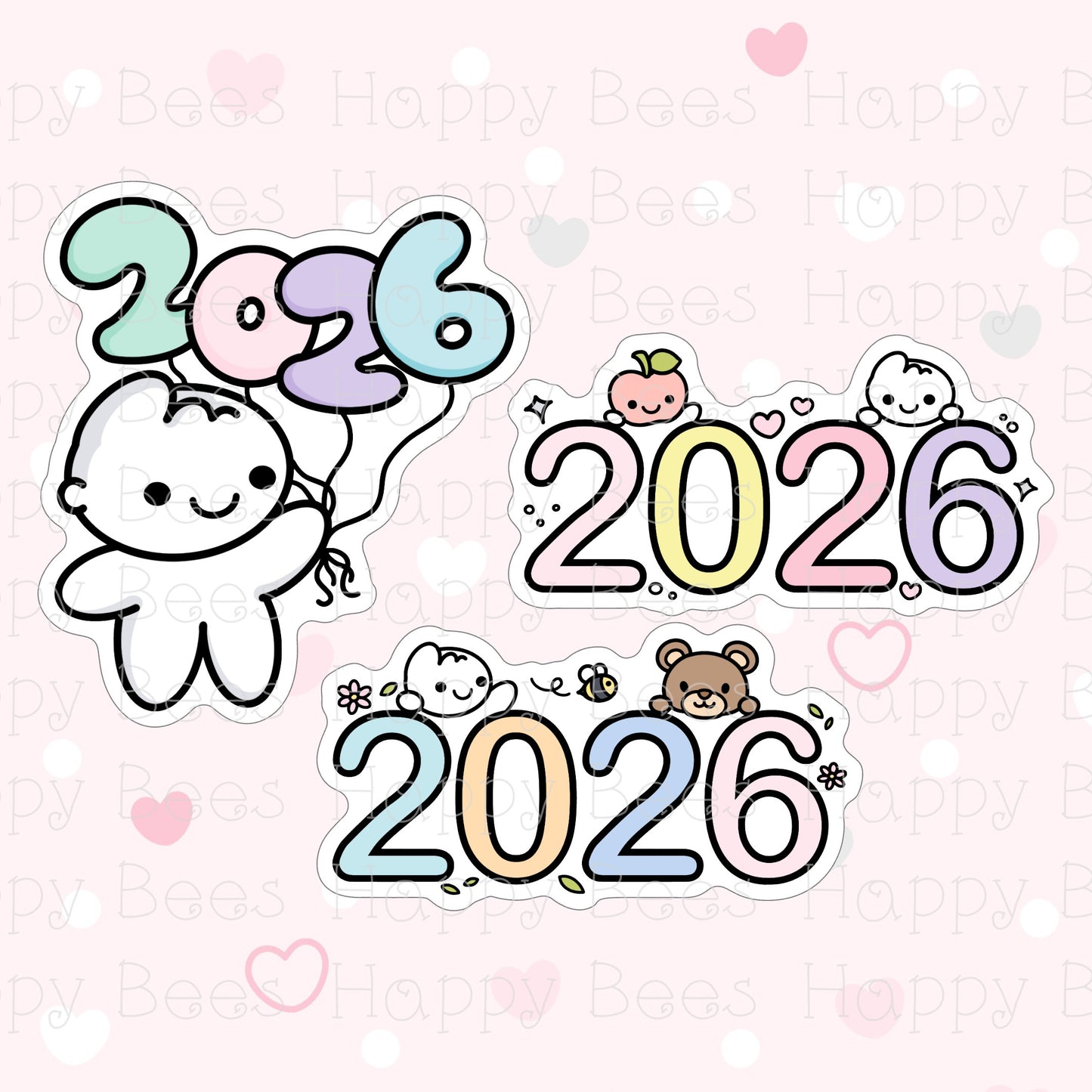 2026 New Year Die Cut Doodles - Cute Bullet Journal Planner Stickers DC10062