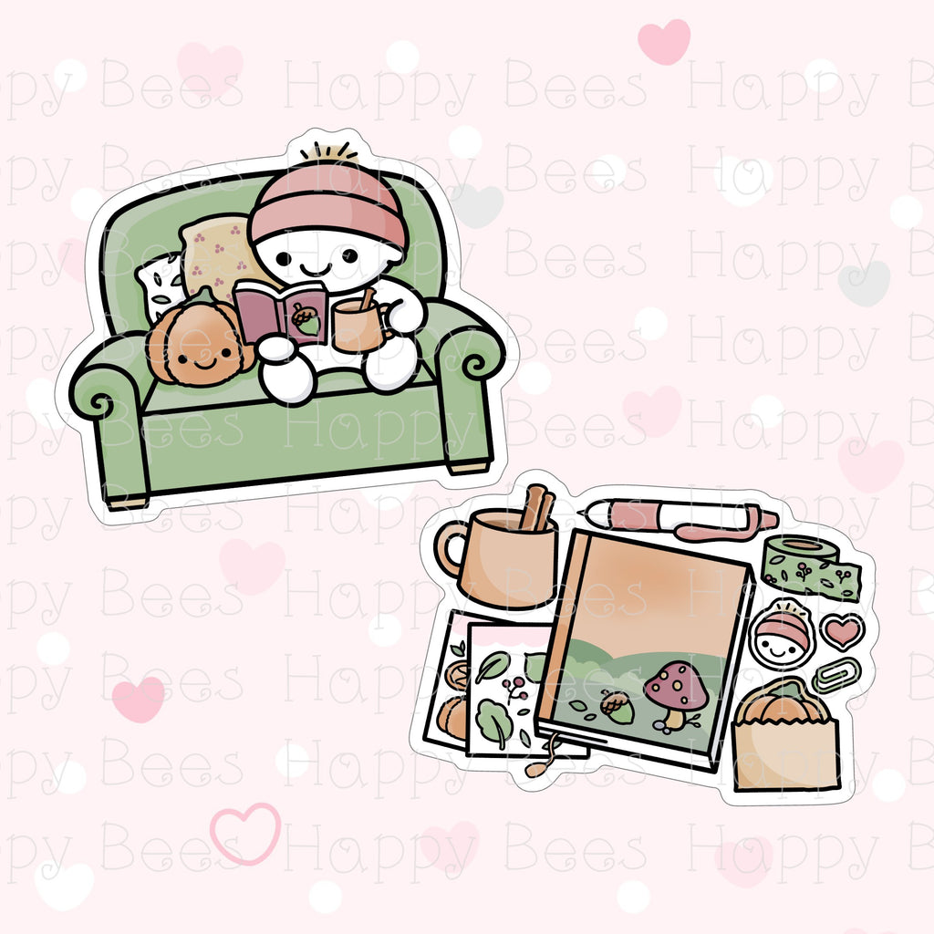 Autumn Reading / Planning Die Cut Doodles - Cute Bullet Journal Planner Stickers DC10064