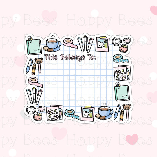 Journaling Blank Name Label Die Cut - Cute Doodles Bullet Journal Planner Stickers DC10066