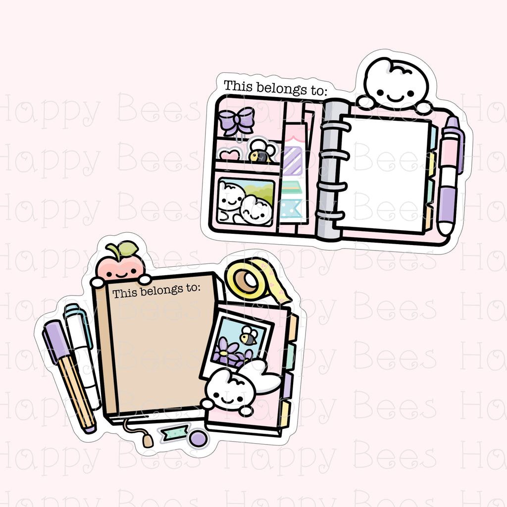 Planner Blank Name Label Die Cut - Cute Hobonichi Binder Planner Stickers DC10076