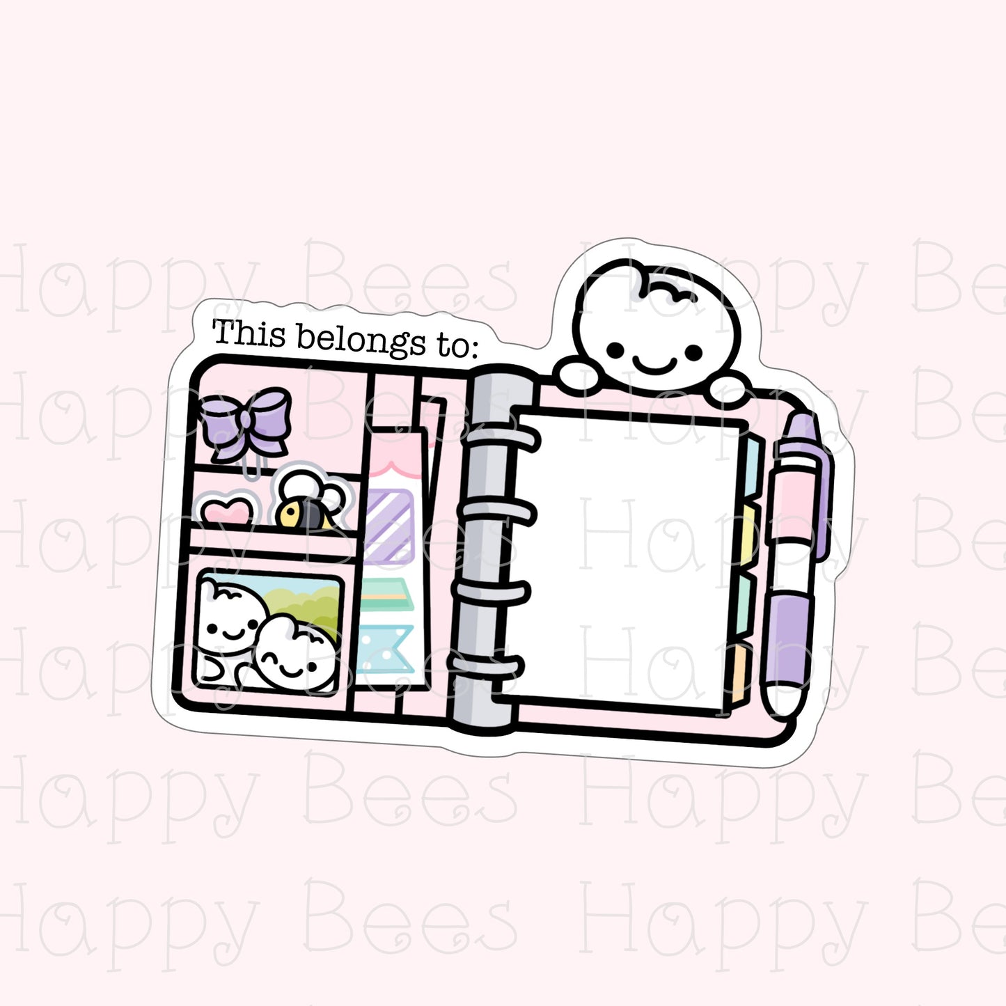 Planner Blank Name Label Die Cut - Cute Hobonichi Binder Planner Stickers DC10076