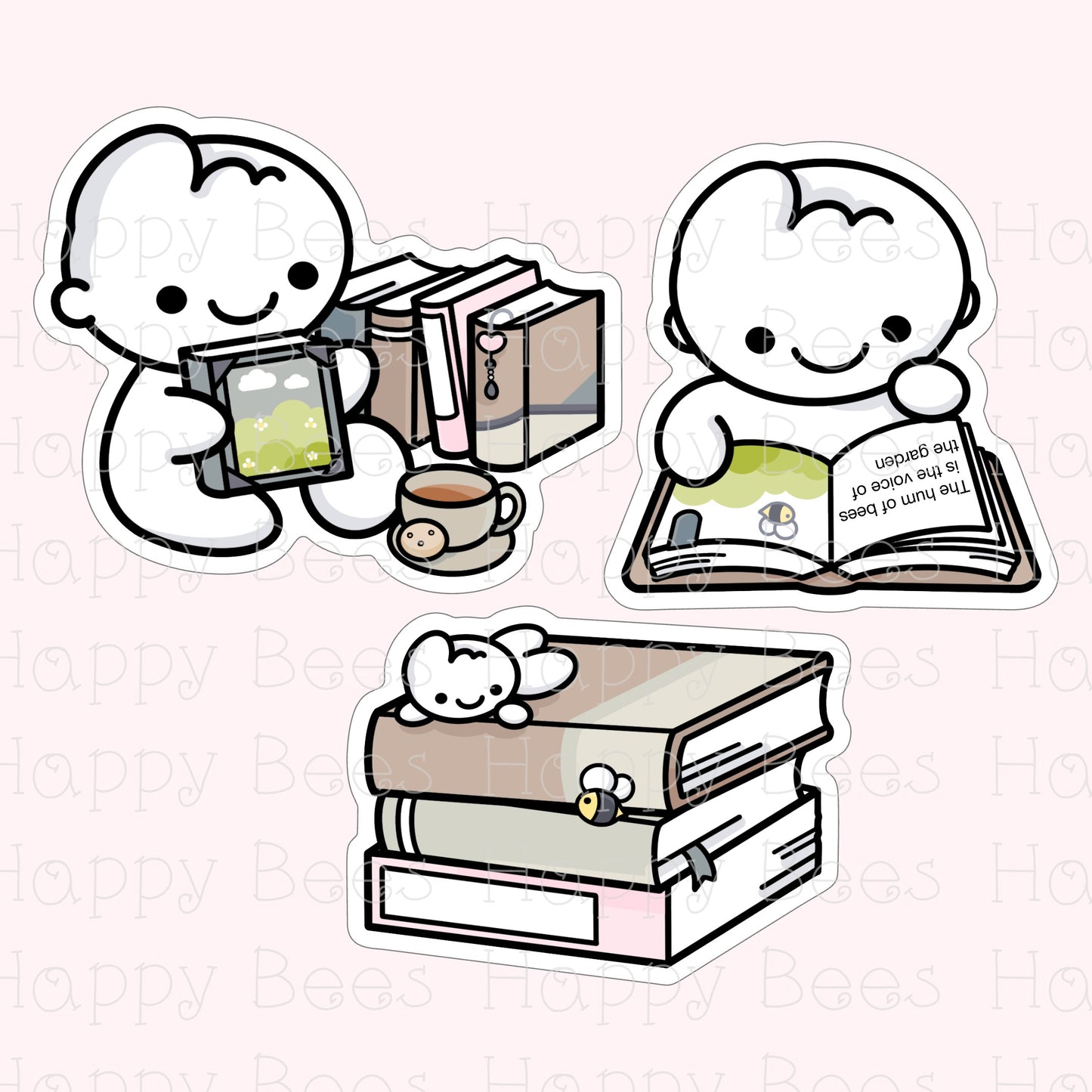 Bookworm Die Cut Doodles - Cute Books Reading Bullet Journal Planner Stickers DC10076