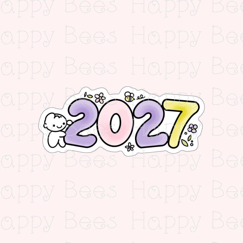 2027 New Year Die Cut Doodles - Cute Journal Planner Stickers DC10080