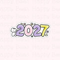 2027 New Year Die Cut Doodles - Cute Journal Planner Stickers DC10080